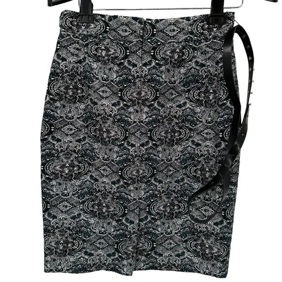 Antonio Melani Skirt 8 Metallic Blue and Silver Jacquard Pencil Betta New $99 - Picture 5 of 8